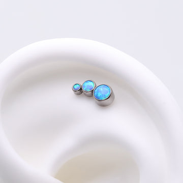 Detail View 1 of Implant Grade Titanium OneFit Threadless Cascading Journey Triple Fire Opal Top Part-Blue Opal